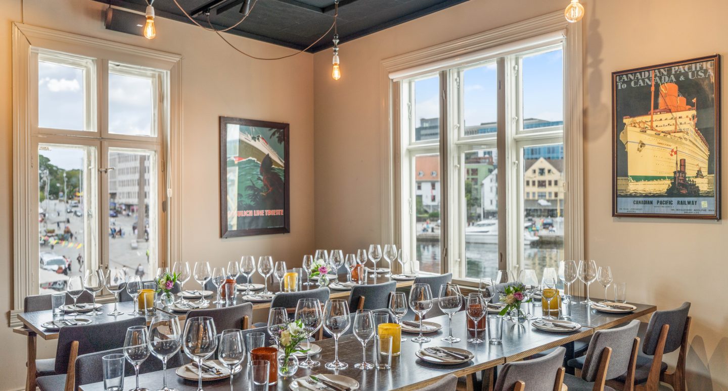 Sala Vista, eget selskapslokale med nydelig utsikt over Vågen i Stavanger